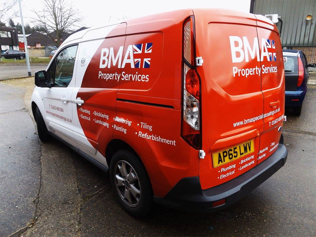 A Part wrap on a Ford Transit Connect