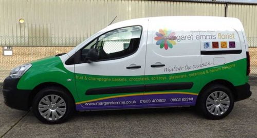 Lower part wrap with graphics for Margarett Emms Florist