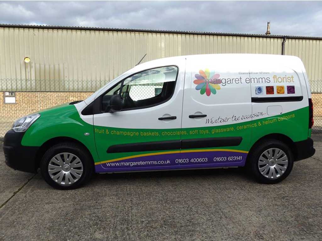Lower part wrap with graphics for Margarett Emms Florist